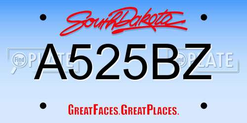 A525BZ South Dakota License Plate