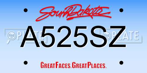 A525SZ South Dakota License Plate