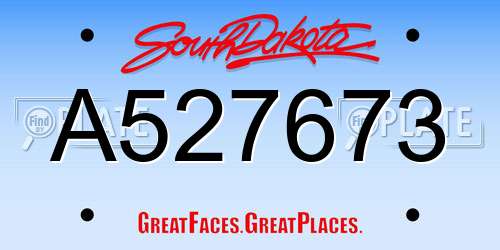 A527673 South Dakota License Plate