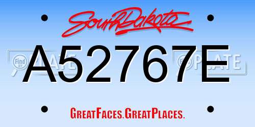 A52767E South Dakota License Plate