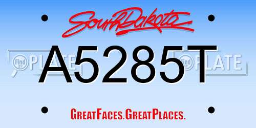 A5285T South Dakota License Plate