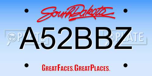 A52BBZ South Dakota License Plate