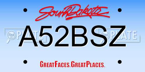 A52BSZ South Dakota License Plate
