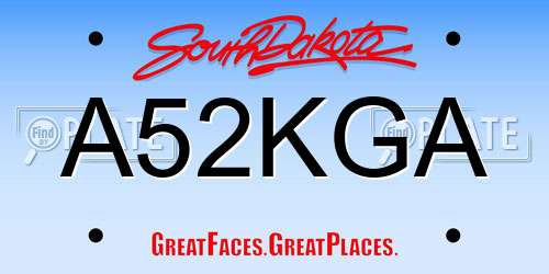 A52KGA South Dakota License Plate