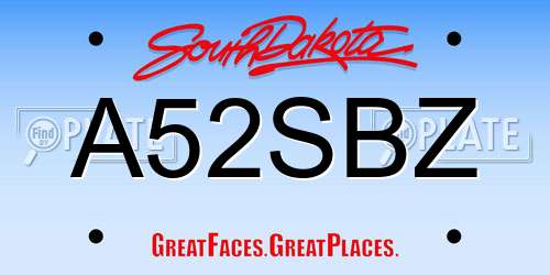 A52SBZ South Dakota License Plate