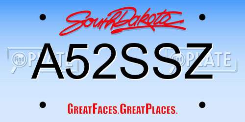 A52SSZ South Dakota License Plate