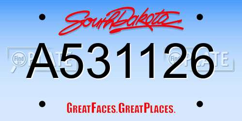 A531126 South Dakota License Plate