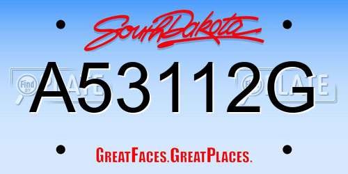 A53112G South Dakota License Plate