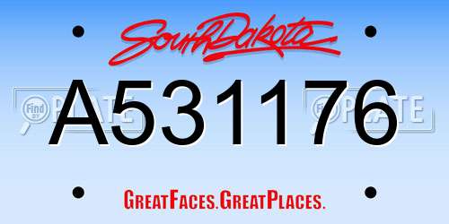 A531176 South Dakota License Plate