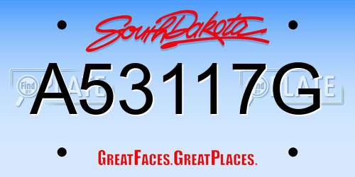 A53117G South Dakota License Plate