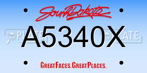 A5340X South Dakota License Plate