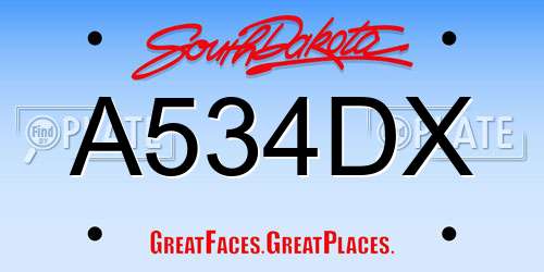 A534DX South Dakota License Plate