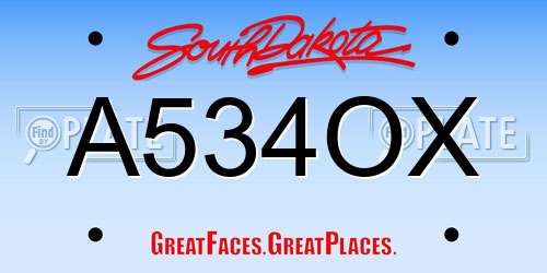 A534OX South Dakota License Plate