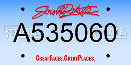A535060 South Dakota License Plate