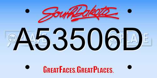 A53506D South Dakota License Plate