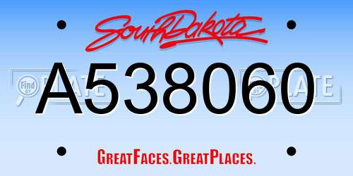 A538060 South Dakota License Plate