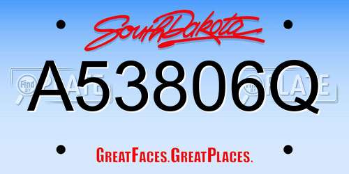 A53806Q South Dakota License Plate