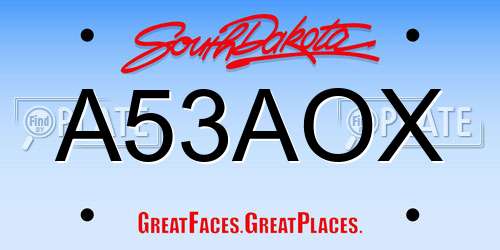 A53AOX South Dakota License Plate