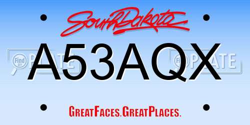 A53AQX South Dakota License Plate