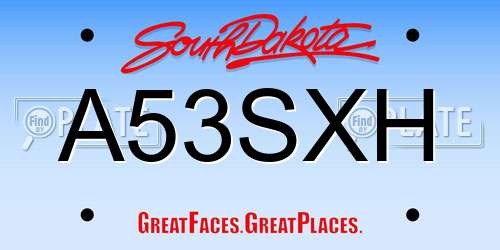 A53SXH South Dakota License Plate