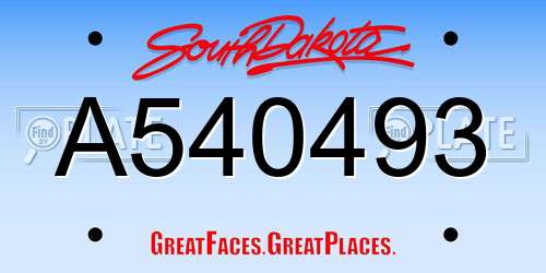 A540493 South Dakota License Plate