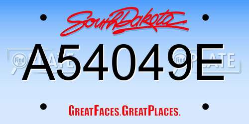 A54049E South Dakota License Plate
