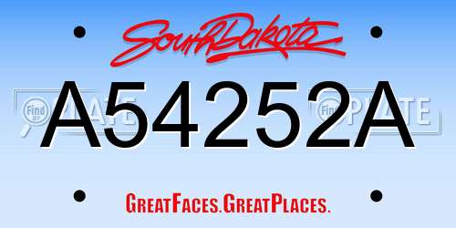 A54252A South Dakota License Plate