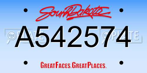 A542574 South Dakota License Plate
