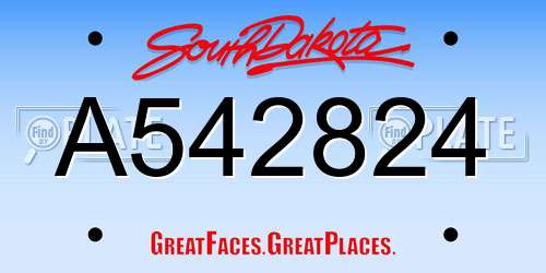 A542824 South Dakota License Plate