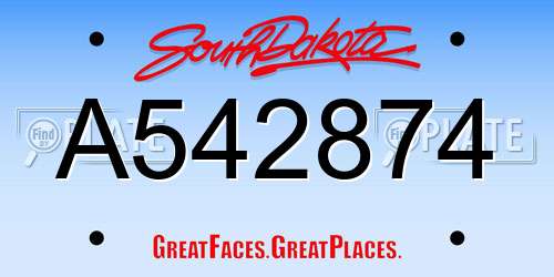 A542874 South Dakota License Plate