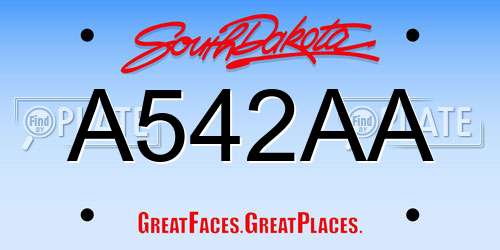A542AA South Dakota License Plate