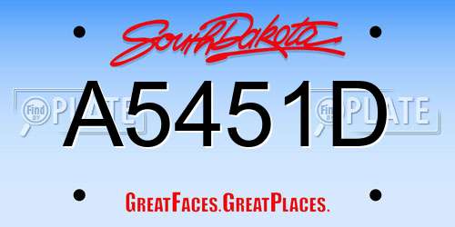 A5451D South Dakota License Plate