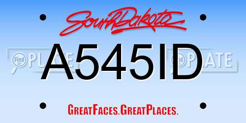 A545ID South Dakota License Plate