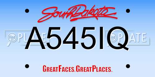 A545IQ South Dakota License Plate