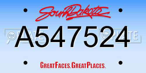A547524 South Dakota License Plate
