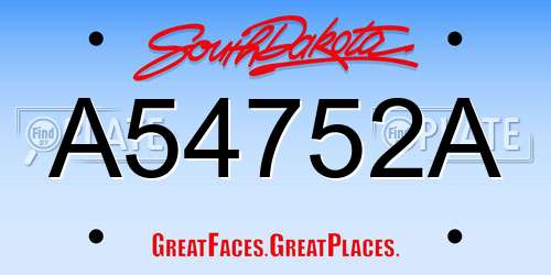 A54752A South Dakota License Plate