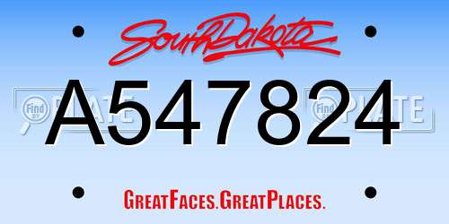 A547824 South Dakota License Plate