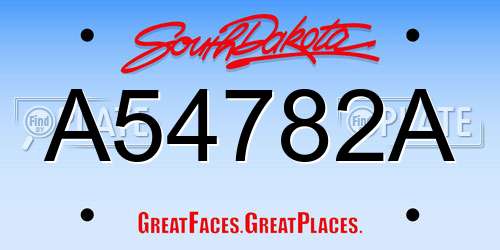 A54782A South Dakota License Plate