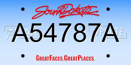 A54787A South Dakota License Plate