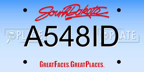 A548ID South Dakota License Plate