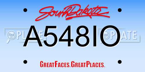 A548IO South Dakota License Plate