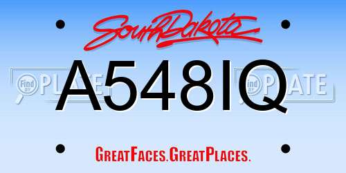 A548IQ South Dakota License Plate