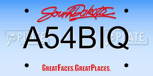 A54BIQ South Dakota License Plate