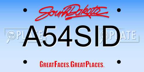 A54SID South Dakota License Plate
