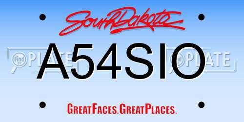A54SIO South Dakota License Plate