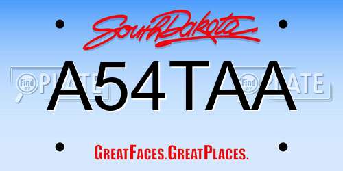 A54TAA South Dakota License Plate