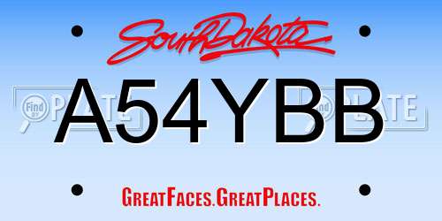 A54YBB South Dakota License Plate