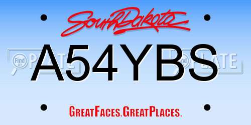 A54YBS South Dakota License Plate
