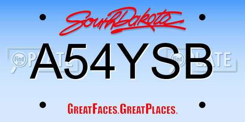 A54YSB South Dakota License Plate