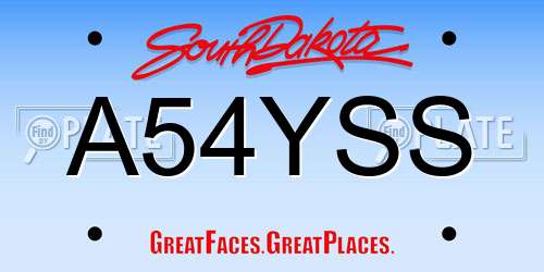 A54YSS South Dakota License Plate